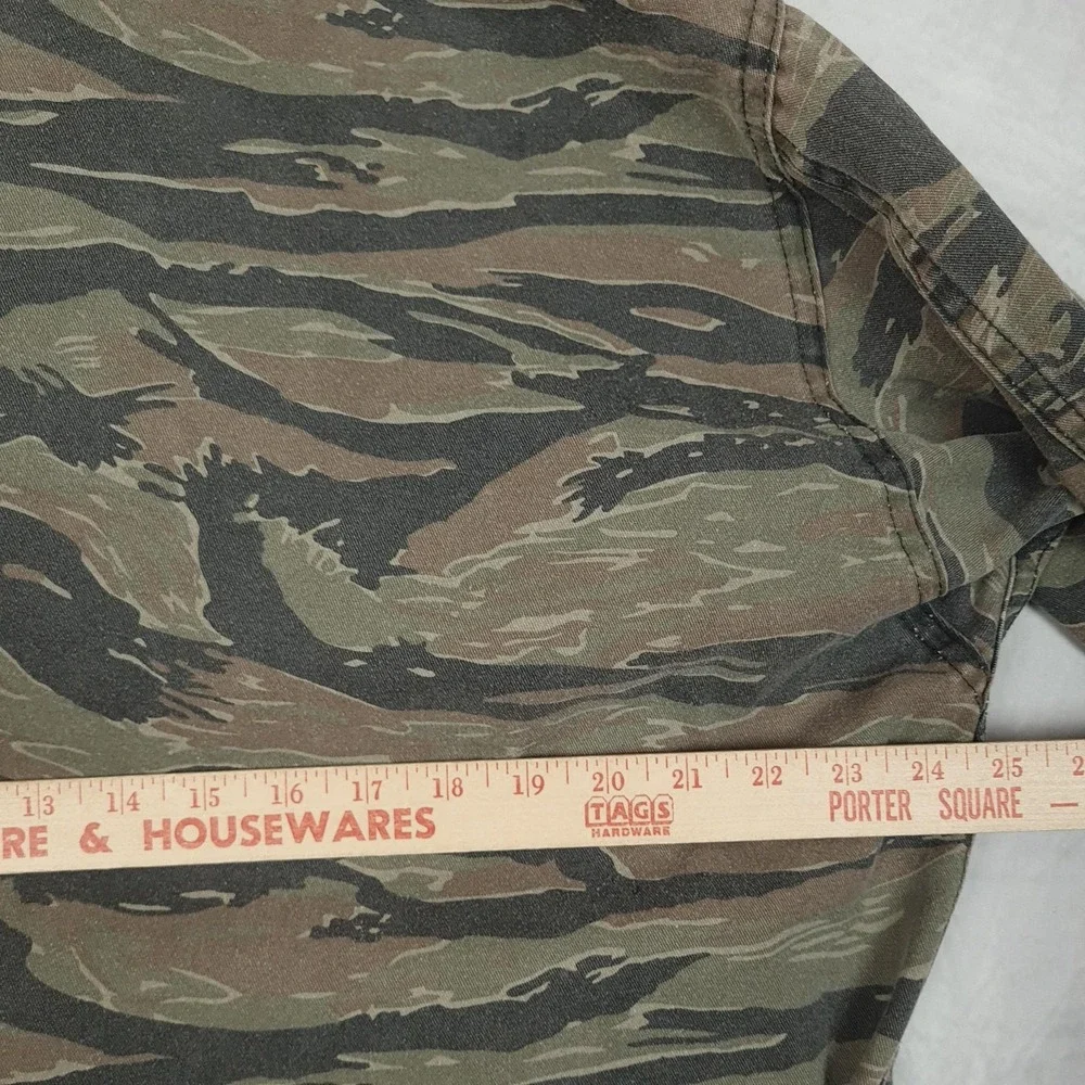 Vintage Tiger Stripe Camo Jacket Mens Large Green Military Canvas Combat Field